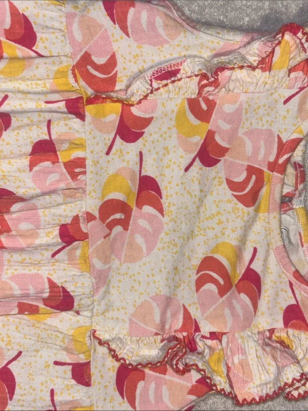 wonder nation Pink & Yellow Floral Bubble Romper